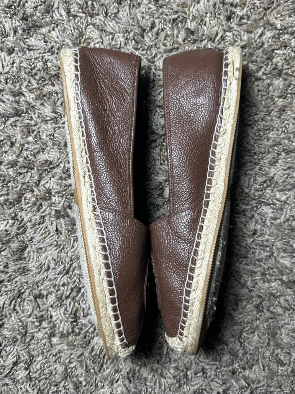 Brighton Groove Brown Leather Espadrille Flats Women’s Size 11 Slip On Loafers